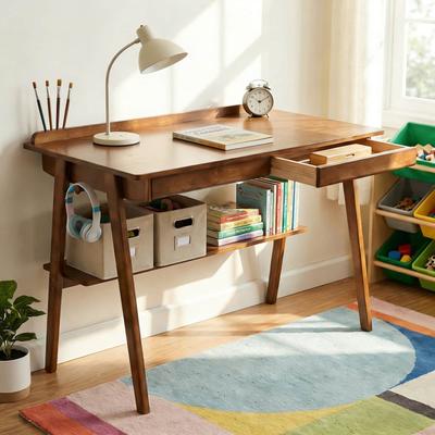 Contemporary Solid Wood Writing Desk with Storage by GDFStudio