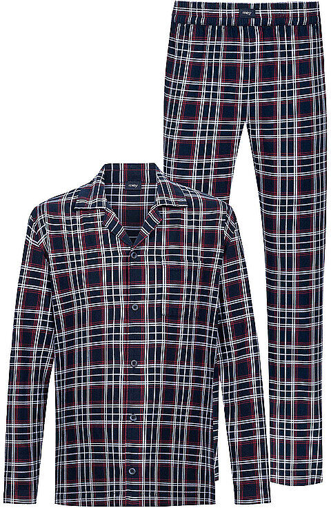 MEY Pyjama FLANADIAN yacht blue dunkelblau   L L