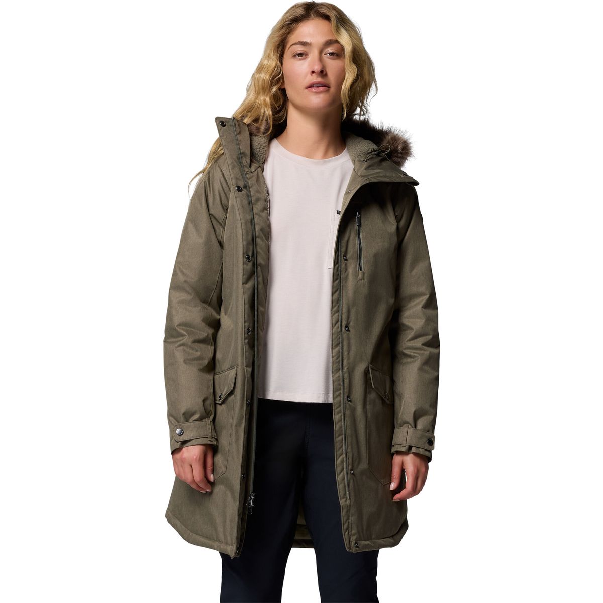 Columbia Women's Suttle Mountain Long Insulated Jacket stone green (398) S 179975-1799751-398-S