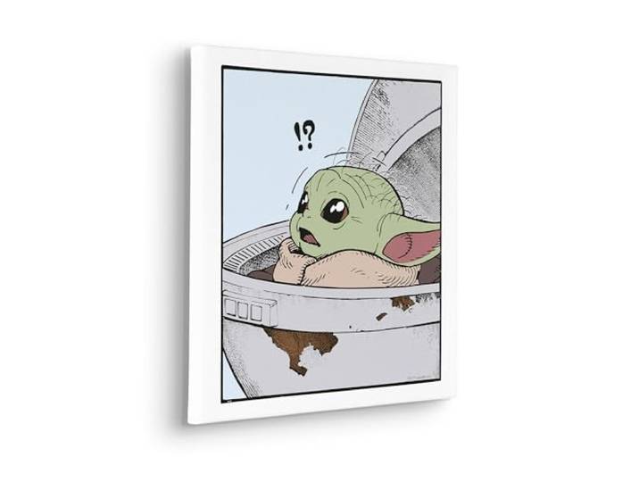 Komar Keilrahmenbild - Star Wars The Mandalorian Grogu Shocked - Größe: 40 x 40 cm - Kinderzimmer, Wanddekoration