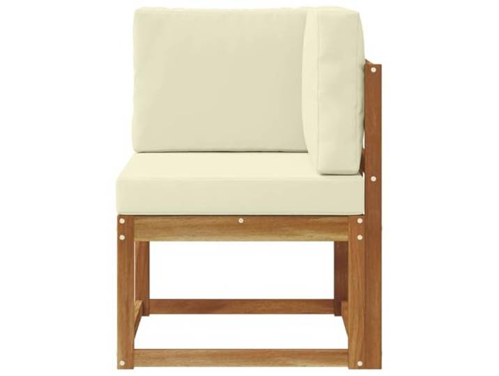 KTHLBRH Ecksofa für den Außenbereich aus massivem Akazienholz Modulares Lattenrost-Design, wetterfest, cremefarbenes Kissen, 110 kg