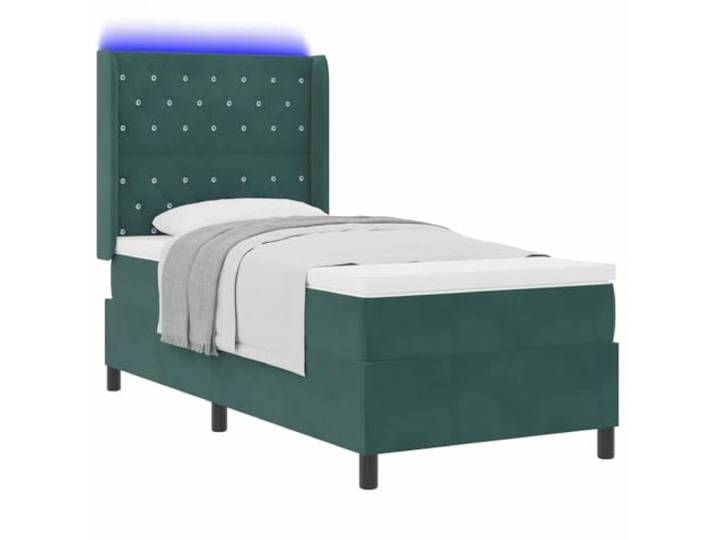 KTHLBRH Boxspringbett mit Matratze dunkelgrün 100 x 200 cm Samt Mehrfarbige LED-Lichter, Holzrahmen, modernes Design
