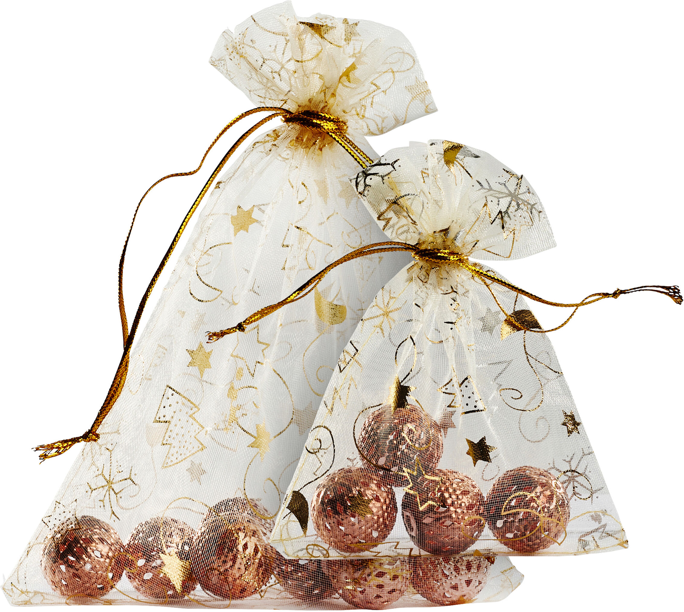 SPRINTIS Sachets organza Noël 100 x 130 mm   Noël, or, beige