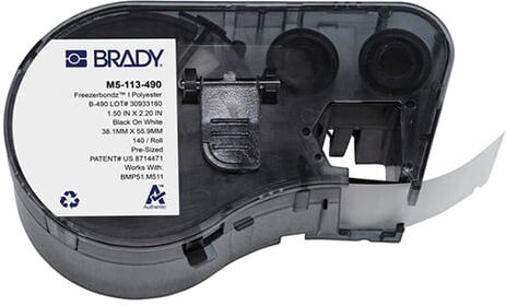 Brady M5-113-490 etiquetas de poliéster Freezerbondz preto sobre branco 38,1 mm x 55,88 mm