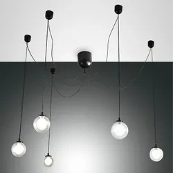 Blog 5-flammige dimmbare LED Pendelleuchte in Schwarz aus Borsilicatglas von Fabas Luce