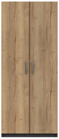 Latitude Run Harvey-Lee 2 Door Wardrobe Graphite/Natural Rustic Oak 183cm H X 76cm W X 51.4cm D