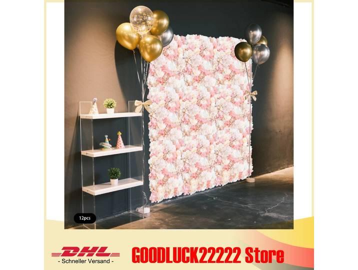 Mur de fleurs artificielles, ensemble d'hortensia Rose Dahlia de couleur d'automne de 12 pièces, panneau mural réaliste de fausses fleurs pour la décoration intérieure rose