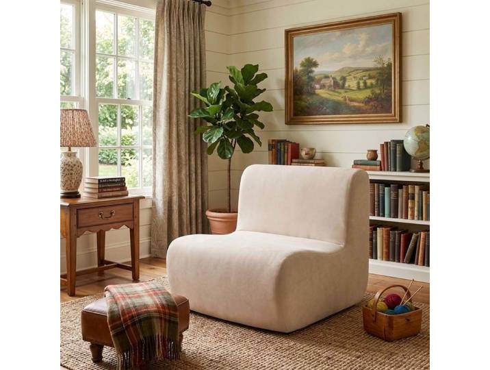 Fauteuil relax - Velours - Ergonomique - Déhoussable - Beige
