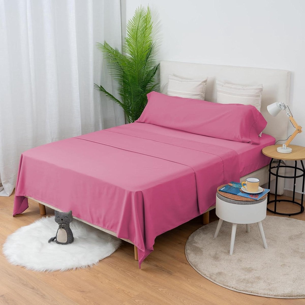 3-delige microvezel beddengoed set voor volwassenen in fuchsia