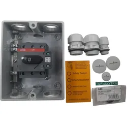 ABB OTA25S3G Sicherheitsschalter Aluminiumgehäuse 3-polig 15kW 30 A, 400 V mit schwarzem rundem Griff IP65 Einführung oben und unten 1SCA142671R1001