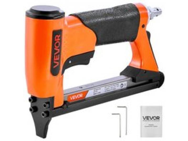 VEVOR Drucklufttacker, Druckluftnagler für Feindrahtklammern der Serie 71, 9,5 mm Krone, 6–16 mm Länge, max. 180 Stk. Druckluft Nagelpistole für Polsterarbeiten, Holzarbeiten, Heimwerkerprojekte
