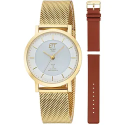 ETT Eco Tech Time ELS-11619-11MS Funk-Solar Damenuhr Atacama Goldfarben mit 2 Bändern