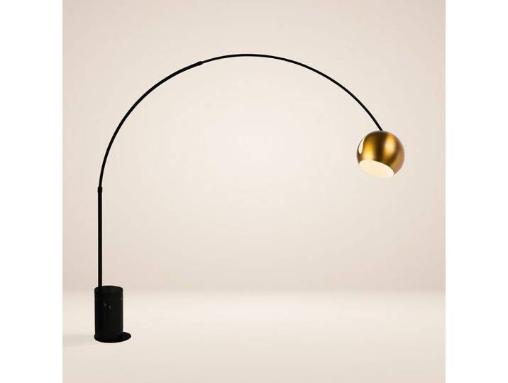 s.luce Stehlampe Ball Bogenlampe Marmor Schwarz/Gold, Stein, Formgebogen,Formgebogen, E27, 30x220x30 cm, Lampen & Leuchten, Innenbeleuchtung, Stehlampen, Bogenlampen