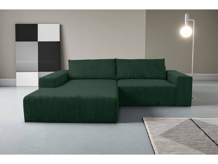 WERK2 Ecksofa Rio 262 x 188 cm, modern & bequem, aktuelles Design, breite Armlehnen, Cord, L-Form