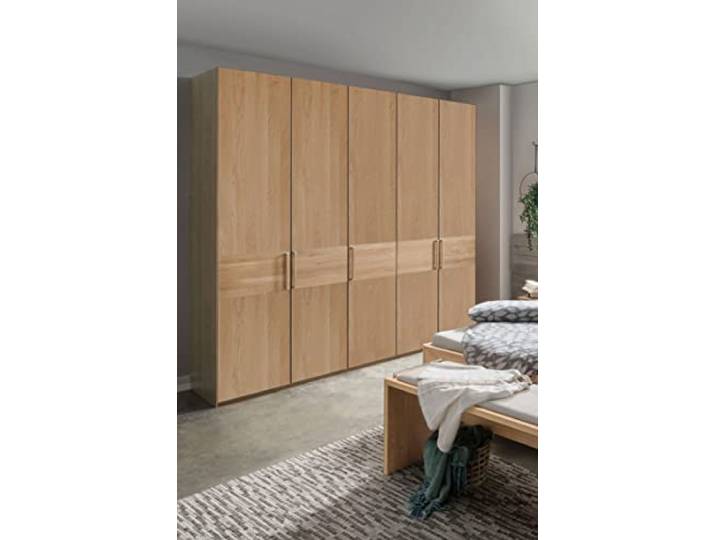 WIEMANN Kiruna Kleiderschrank, Schlafzimmerschrank, Drehtürenschrank, Breite 250 cm, 5-türig, Eiche, Querriegel, B/H/T 250x197x58 cm