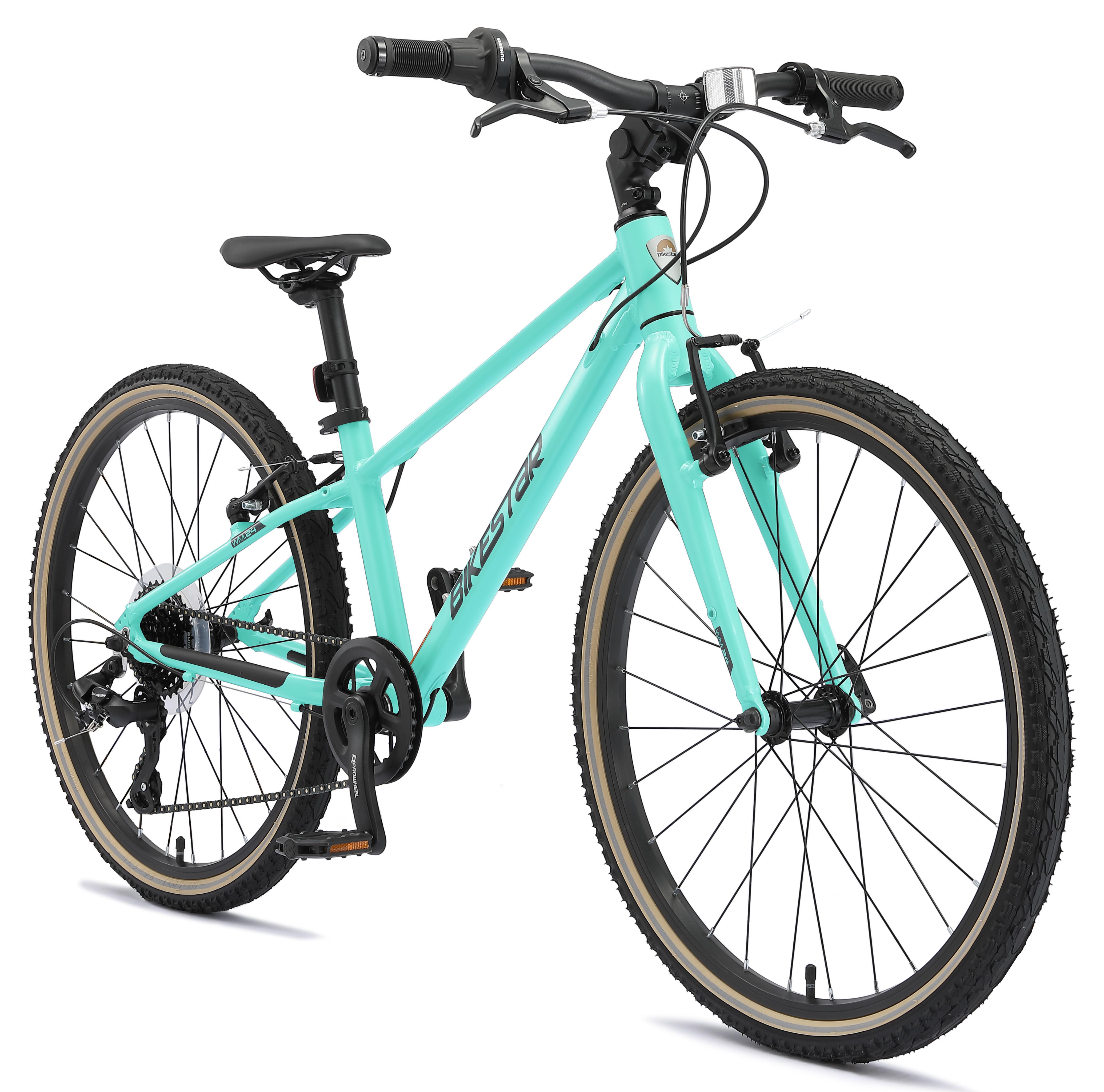BIKESTAR Leichtgewicht 9kg Kinder Jugend Fahrrad Aluminium ab 8-9 Jahre | 24 Zoll 8 Gang Shimano Schaltung Ultra Leicht | Mint