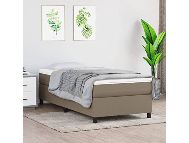 RJPLMFV Lattenrost mit Matratze, Taupe, 90 x 190 cm Taschenfedern, mittelharte Halterung, atmungsaktiver Stoff, Sperrholzlatten, Bedienungsanleitung im Lieferumfang enthalten