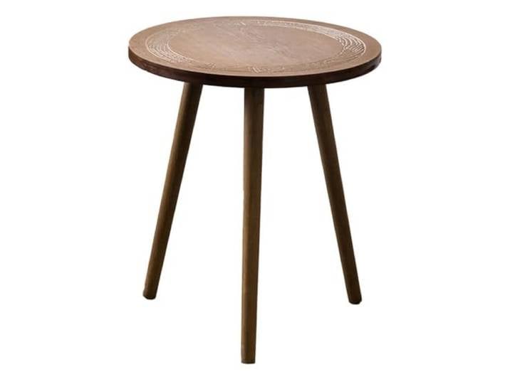 Couchtisch im Landhausstil Retro geschnitzter Sofa-Beistelltisch, runder Ecktisch aus Holz(Groß)