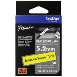 Brother HSe HSE611E Bandfarbe: Gelb Schriftfarbe:Schwarz 5.2 mm 1.5 m