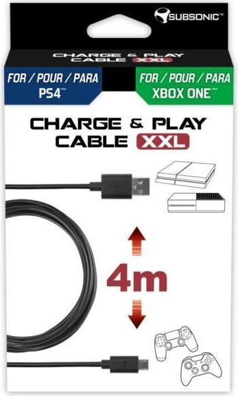 Subsonic SA5355 USB 2.0 Kabel, USB-A naar Micro-USB-A, 4 meter, Zwart