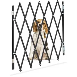 Relaxdays Ausziehbares Hundeabsperrgitter schwarz Schwarz