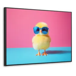 LEINWAND Bilder mit Rahmen - Chick - Sonnenbrille - Blau - 70x50