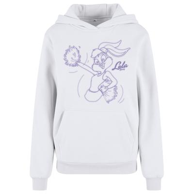 Kapuzensweatshirt MERCHCODE "Merchcode Lola Bunny Fluffy Hoody", Damen, Gr. S, weiß, 70% Baumwolle, 30% Polyester, bedruckt, Rundhals, Sweatshirts