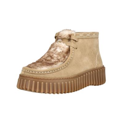 Plateaustiefelette CLARKS "Clarks Stiefelette Veloursleder", Damen, Gr. 39, beige (sand), Veloursleder, Schuhe