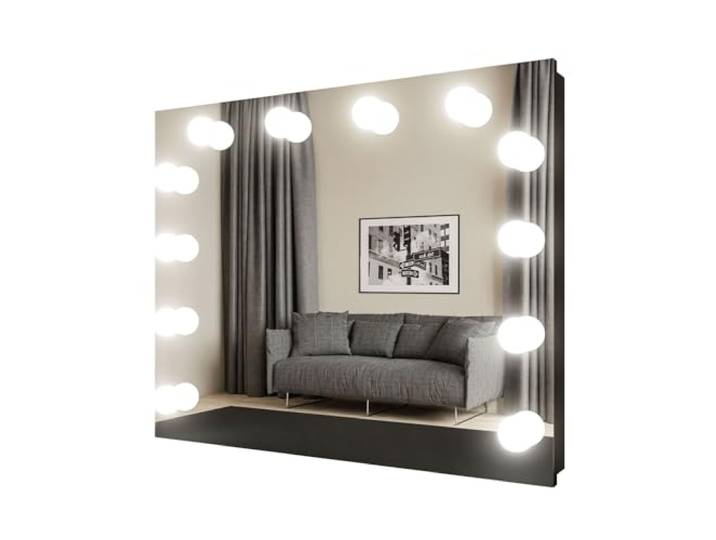 Lookway Spiegel ESCADO Elite LED mit 12 Glühbirnen – Elegantes Design in Weiß oder Schwarz, Perfekte Beleuchtung für Make-up und Schminktisch (Schwarz)
