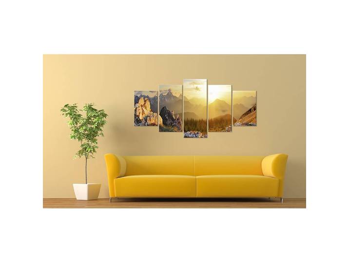 Tableau déco Lever de soleil Bois manufacturé / Tissu Jaune 200 x 100cm