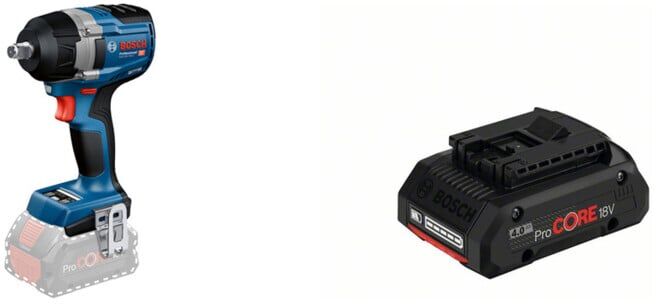 Set Bosch Akku-Drehschlagschrauber GDS 18V-750 C Solo + Akkupack ProCORE 18 Volt, 4,0 Ah