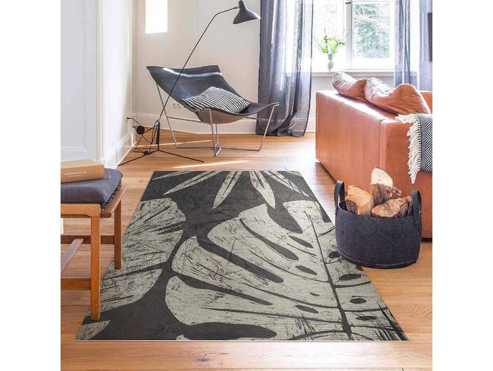 Tapis en vinyle Feuilles de palmier 140 x 210cm Gris
