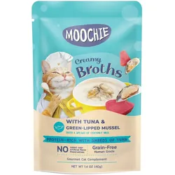 MOOCHIE Cremige Brühen mit Thunfisch und Grünlippmuschel Getreidefrei 40g