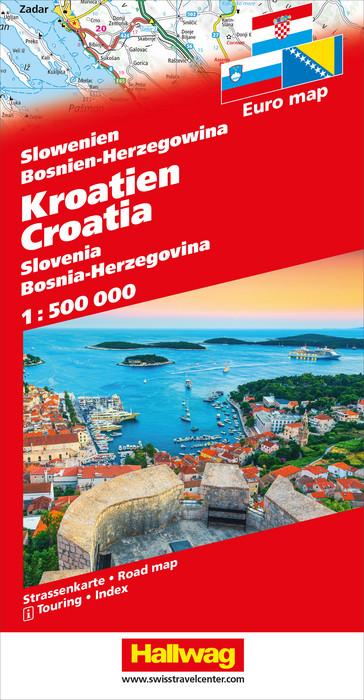 Carte routière - Slovénie, Croatie, Bosnie-Herégovine   Hallwag