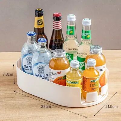 Perfect Picks Market Rotating Lazy Susan Organizer Tray For Fridge & Cabinet Storage cream White