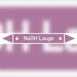 Rohrleitungskennzeichen NaOH Lauge - 187x26 mm Folie selbstklebend