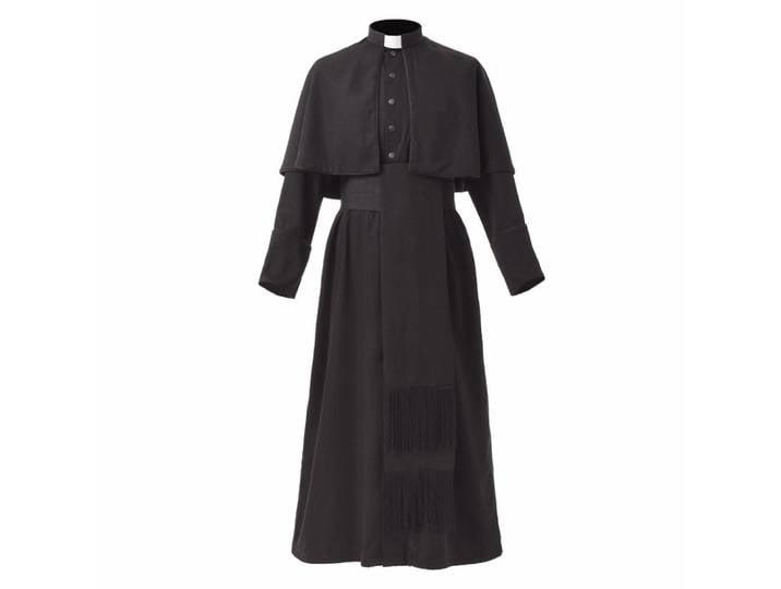 Robe tunique à cape noire de cérémonie religieuse, uniforme de pape, de pasteur ou de ministre, costume de cosplay de sorcier pour Halloween