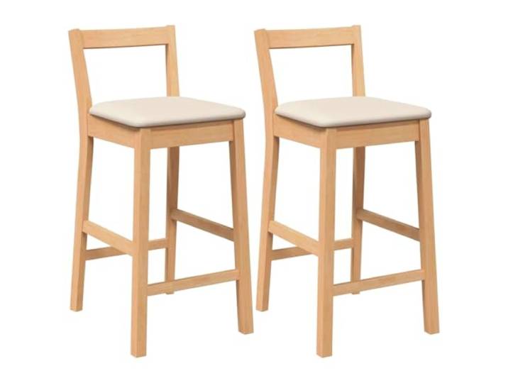 HBBMGYD Barhocker mit Kissen, 2 Stück, massives Gummibaumholz Naturkautschuk, gepolsterte Sitzfläche, ergonomische Rückenlehne, Esszimmer, Wohnzimmer, Essen, Lesen