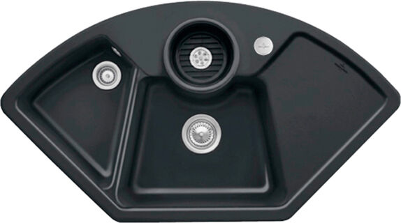 Villeroy und Boch Villeroy et Boch Solo Eck évier d'angle 670802S5 garniture de vidange , actionnement excentrique, reste de cuvette, Ébène