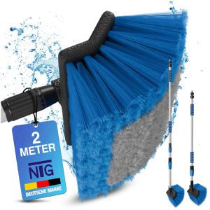 NTG Waschbürste Autowaschbürste Teleskop 2 m, HWZ.8201, mit Teleskopstiel 1,3 - 2,0 m & Wasseranschluss