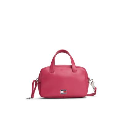 Umhängetasche TOMMY JEANS "TJW CITY TRUNK CROSSOVER", Damen, Gr. B/H/T: 18,5cm x 12cm x 7,5cm, pink, Lederimitat, Taschen Umhängetasche, Damen Tragetasche, Schultertasche mit Herzchen-Applikation