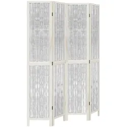 Décoshop26 - Raumteiler 4 Paneele aus Paulownienholz und weißen Weidenzweigen DEC030844 DEC030844