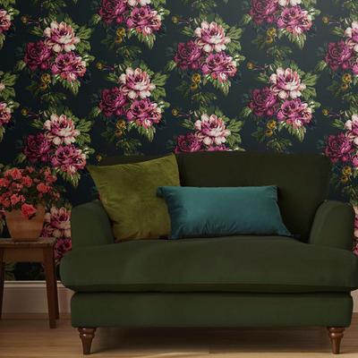 Vliestapete JOULES "Invite Floral Peacock", blau, B:0,52m L:10m, Vlies, Tapeten, floral