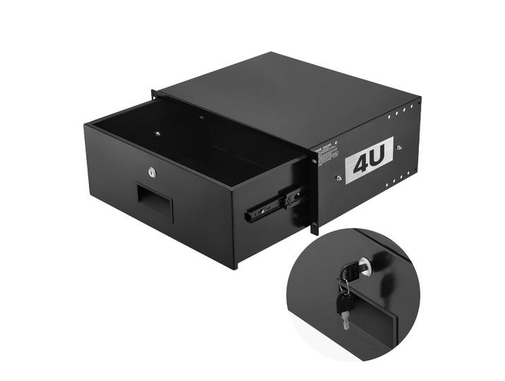 Vevor Tiroir Rack 4u\, Tiroir Rackable Verrouillable\, Charge 22\,68 Kg\, Profondeur 350 Mm\, Avec Trous De Gestion Cable\, Largeur De Montage 482 Mm\, Pour Armoires De Serveur Equipement Reseau Audiovisuel