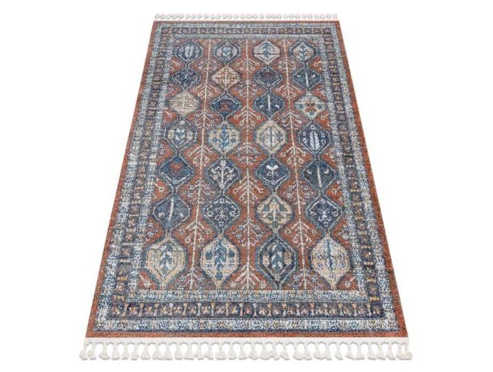 Tapis moderne BELLE BG60A marron foncé et rose Franges - 80x150 cm