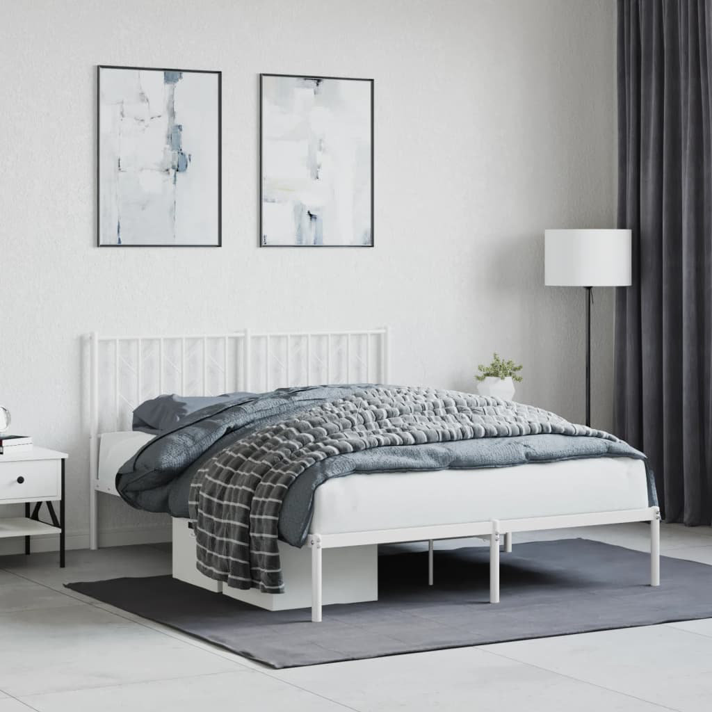 vidaXL Metal Bed White European Double (140 x 200 cm)