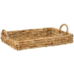 IB Laursen Rattan-Tablett Länglich mit Henkeln, 50 x 34 x 12 cm