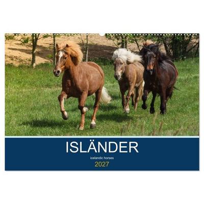 Isländer - icelandic horses (Wandkalender 2027 DIN A2 quer), CALVENDO Monatskalender