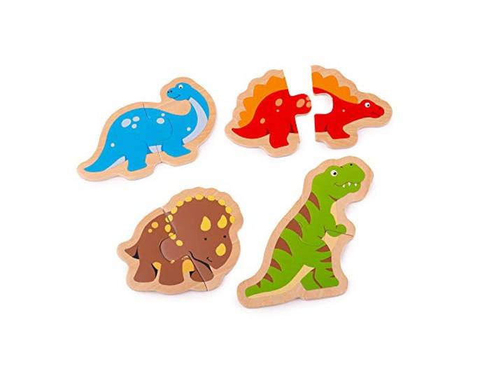 Bigjigs Toys Houten Two Piece puzzels - Dinosaur