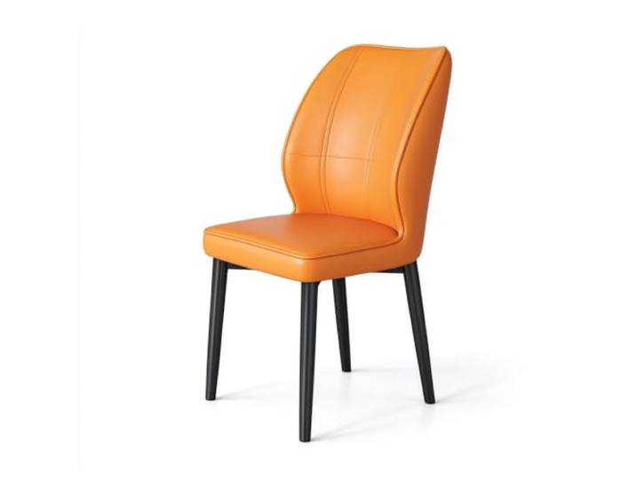 Minimalistischer Esszimmer-Akzentstuhl, Stuhl aus PU-Leder PU-Leder, dichtes Rückprallkissen, solide Stütze aus Kohlenstoffstahl, ideal for gewerbliche Cafés(Orange,1ps)